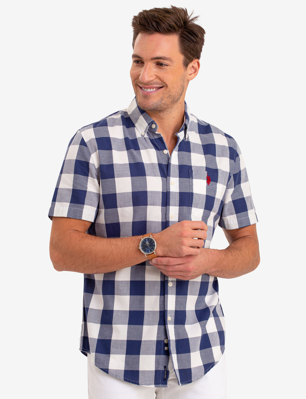 Buffalo Check Cotton Short Sleeve Shirt for Men