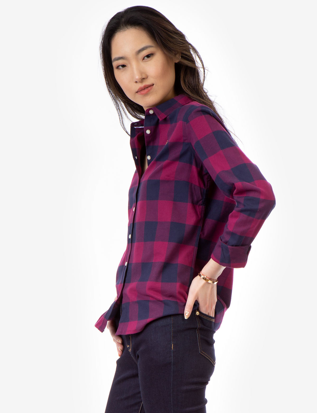 Men's Buffalo Plaid Shirt with Gold Embroidered Logo