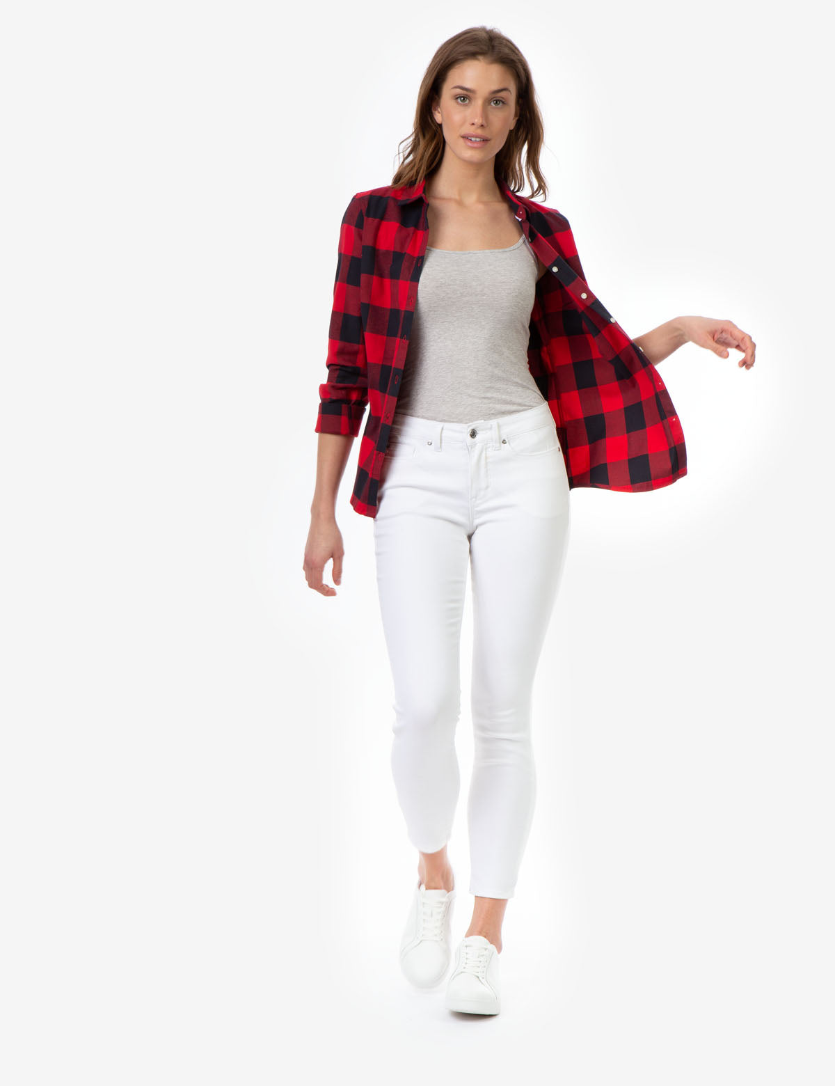 Men's Buffalo Plaid Shirt with Gold Embroidered Logo