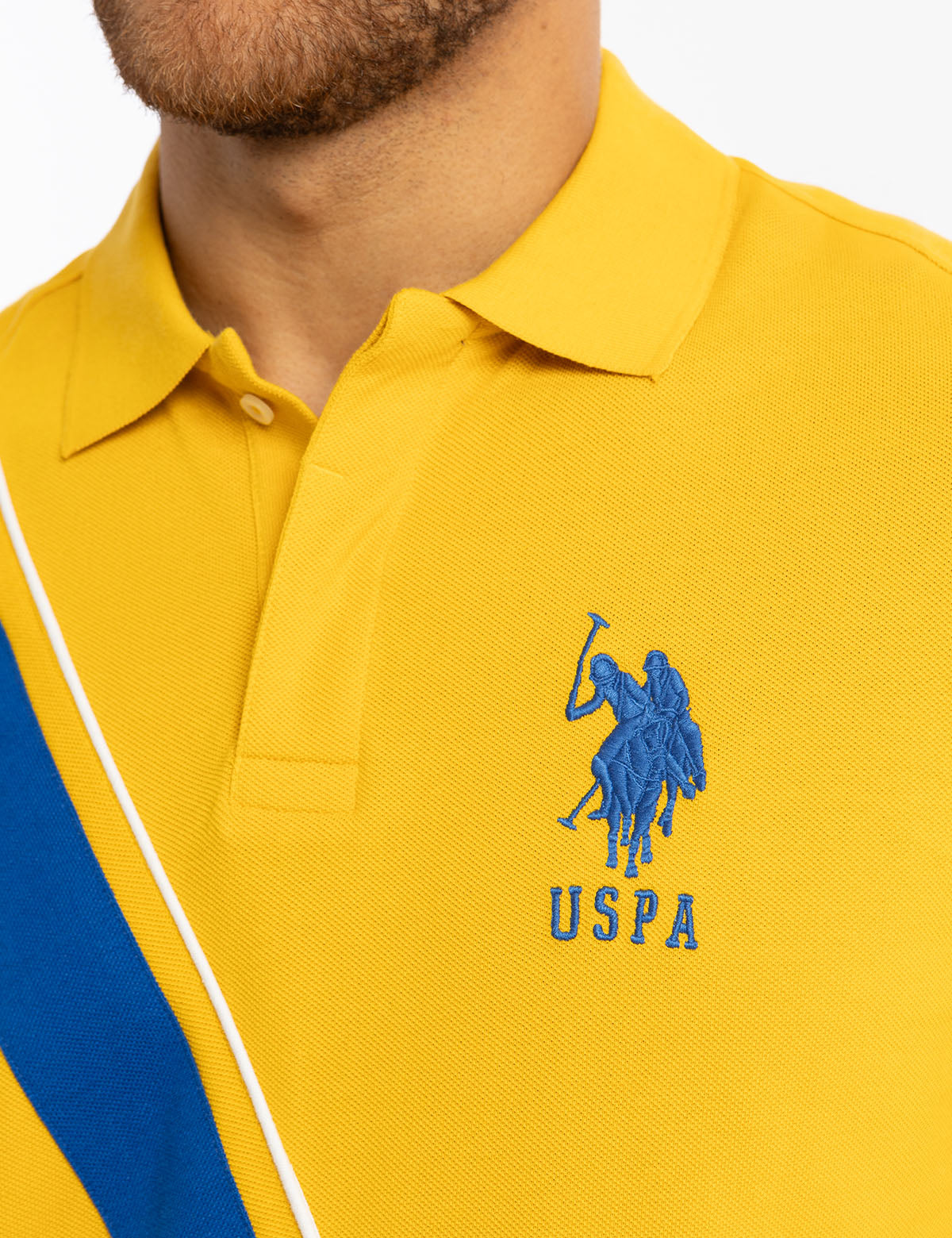 Diagonal Color Block Polo Shirt - Pique Fabric Sash Design