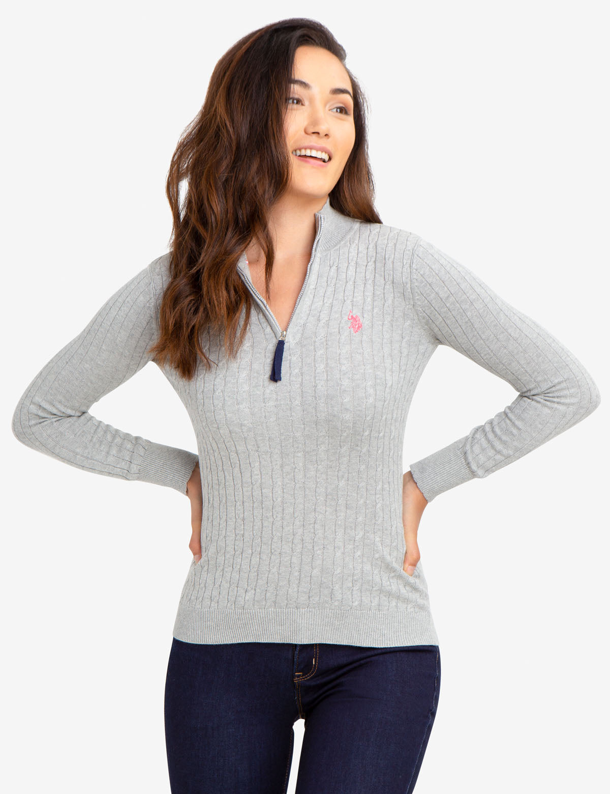 Men's Cotton Cable Knit Quarter Zip Sweater