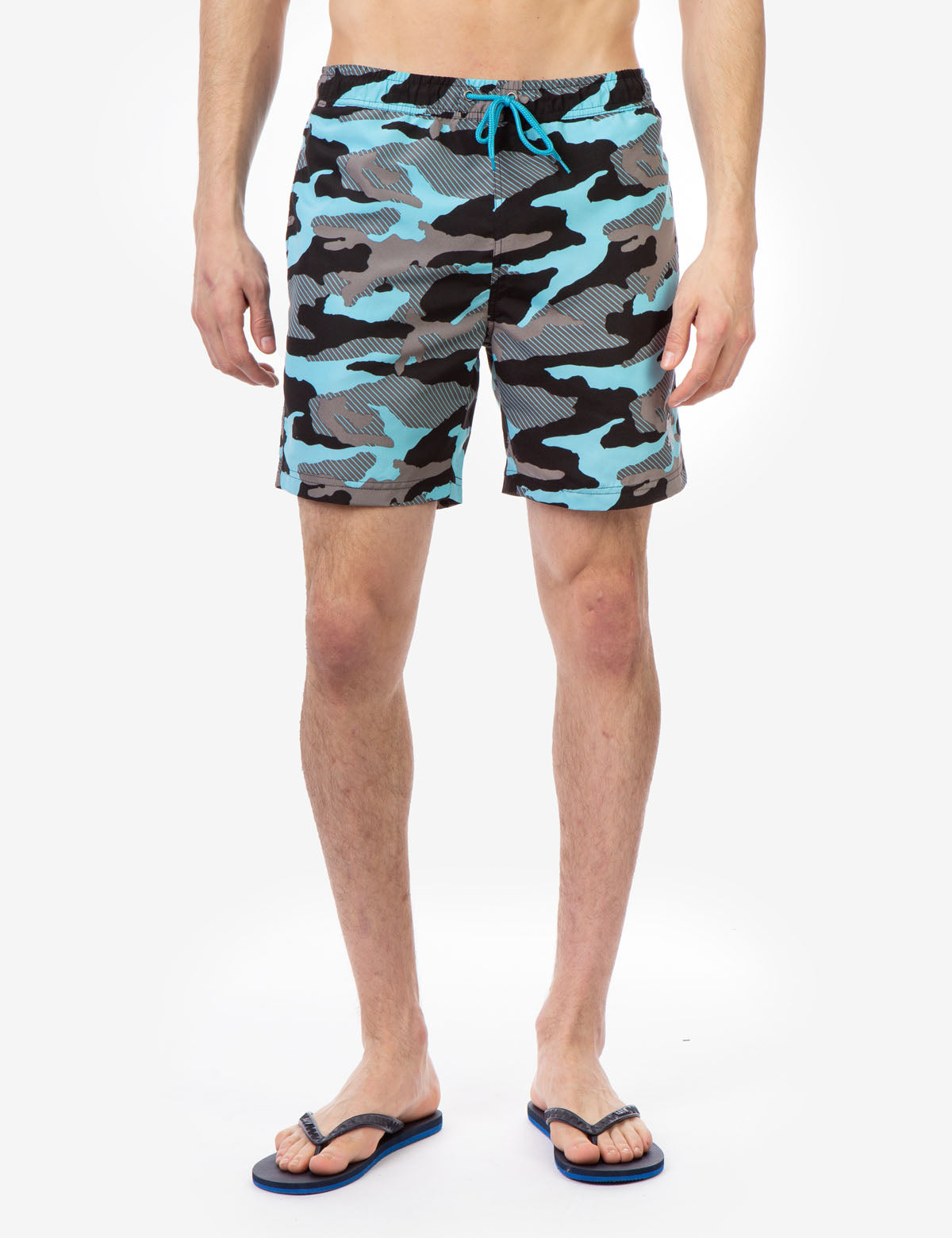 Men's Camo Swim Trunks with 7" Inseam & Drawstring Waist