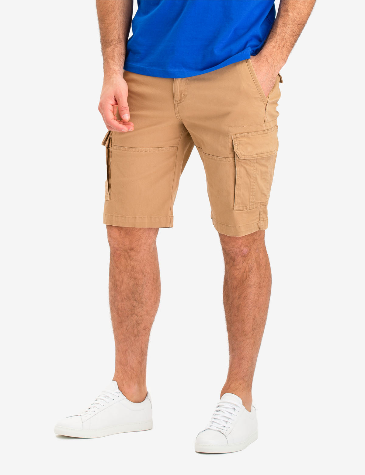 Men's Stretch Twill Cargo Shorts with Multiple Pockets