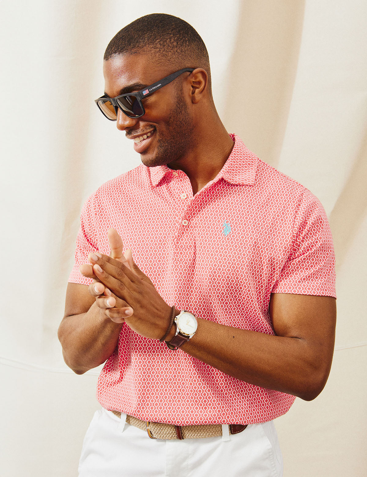 Chain Link Print Polo Shirt – Stylish Jersey Top for Men