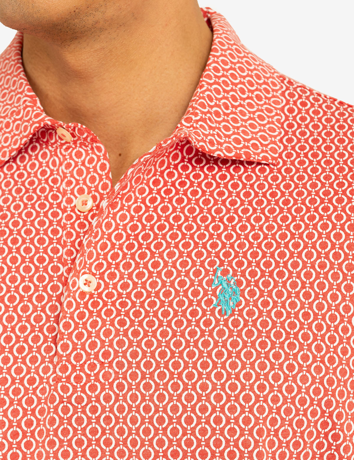 Chain Link Print Polo Shirt – Stylish Jersey Top for Men