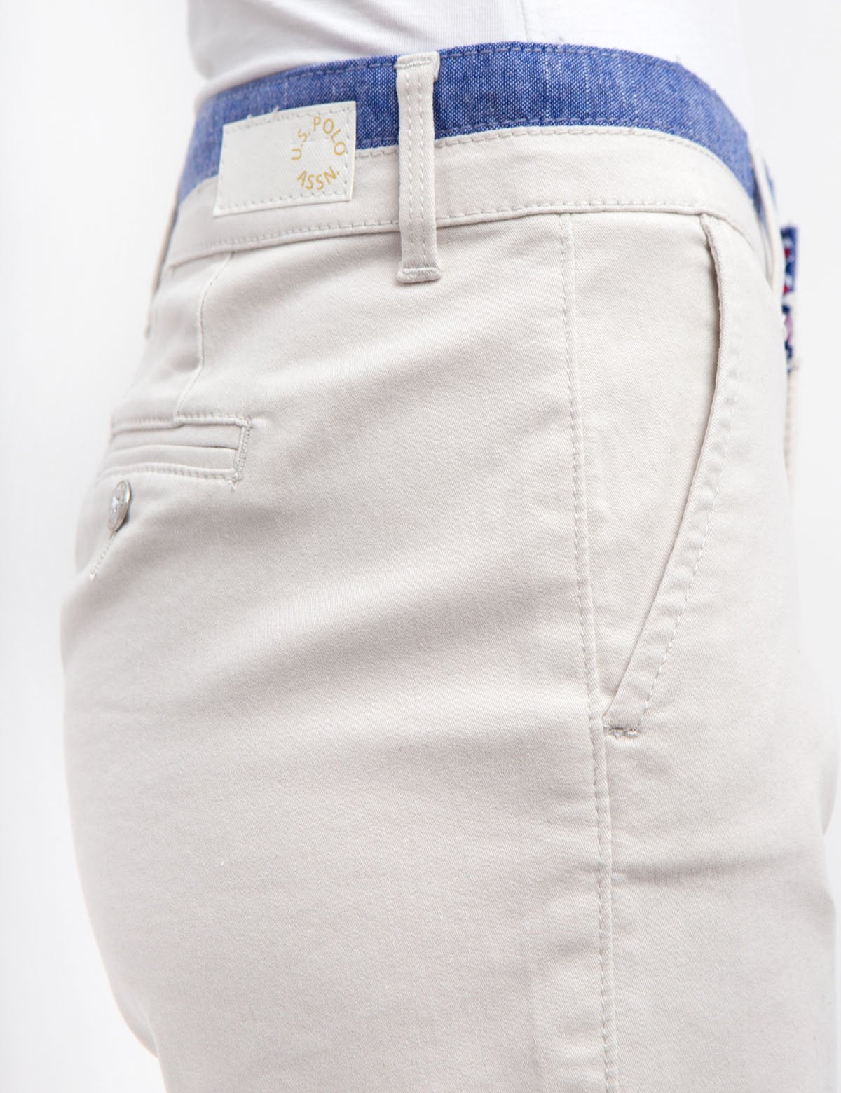 Women's Chambray Trim Denim Shorts with Button Closure