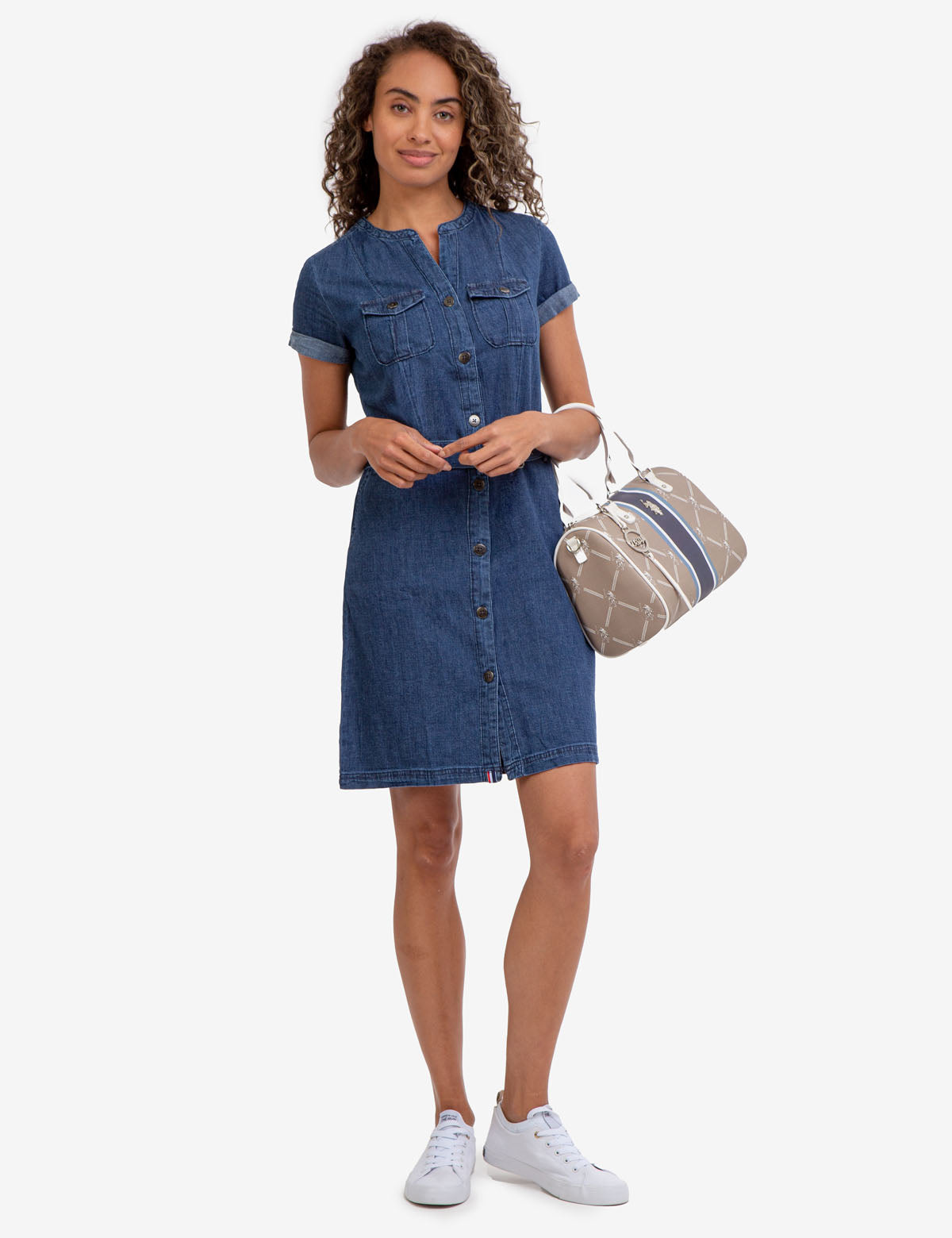 Women's Belted Shirt Dress with Chest Pocket - Woven Style