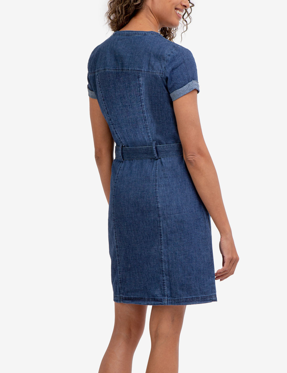 Women's Belted Shirt Dress with Chest Pocket - Woven Style