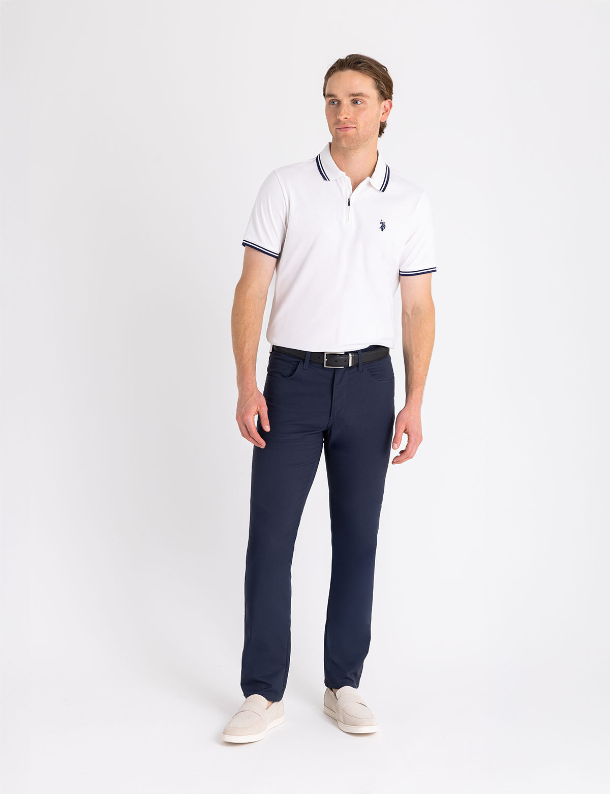 Men's Zipper Placket Jersey Polo Shirt
