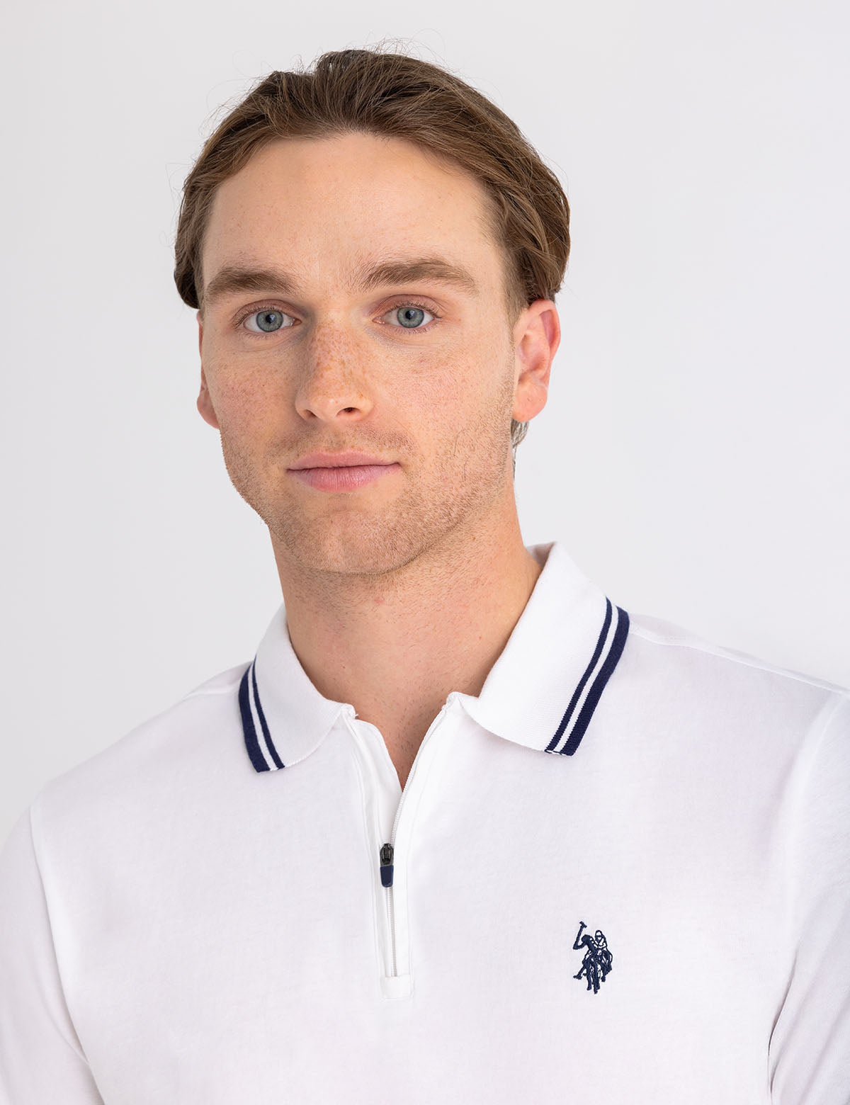 Men's Zipper Placket Jersey Polo Shirt