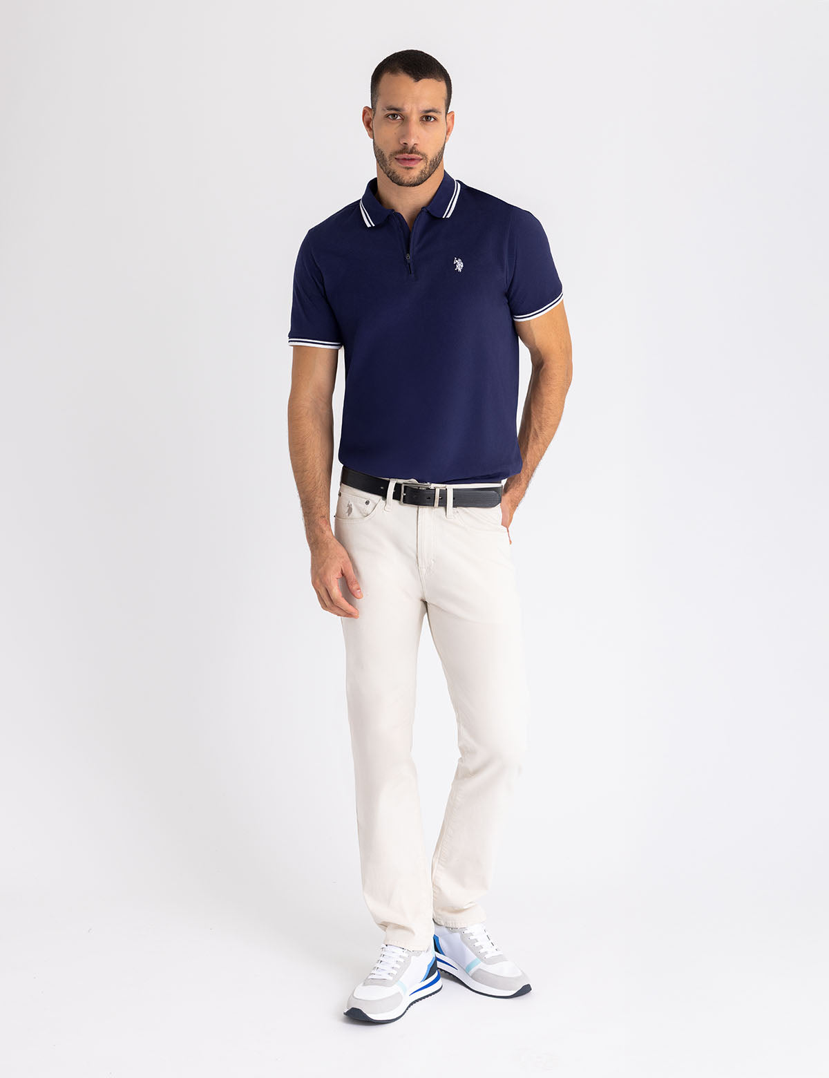 Men's Zipper Placket Jersey Polo Shirt