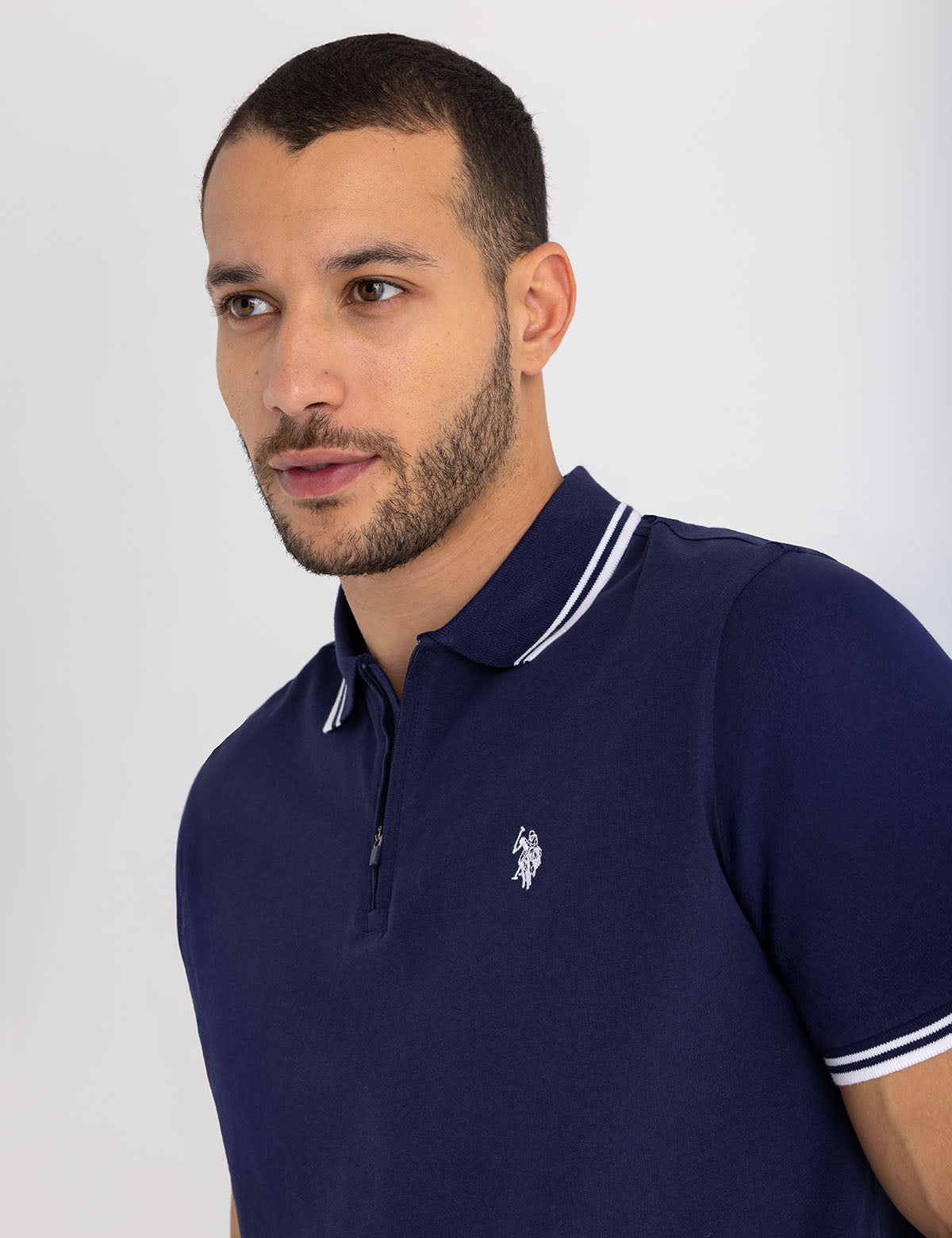 Men's Zipper Placket Jersey Polo Shirt