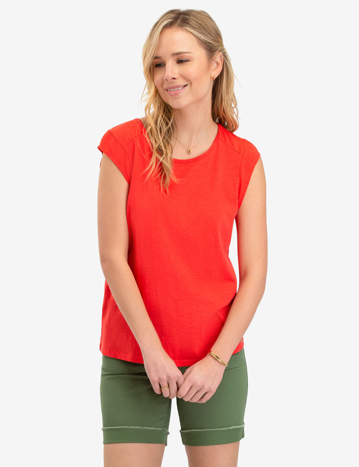 Chiffon Ruffle Blouse with Mock Sleeves & Back Buttons