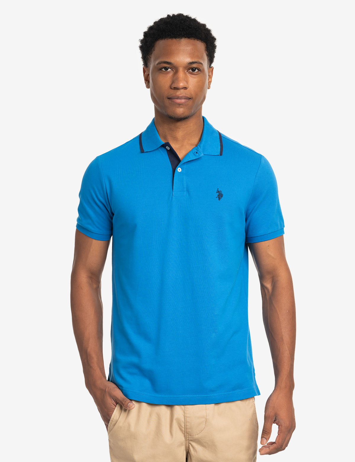 Slim Fit Stretch Pique Polo Shirt with Embroidered Logo
