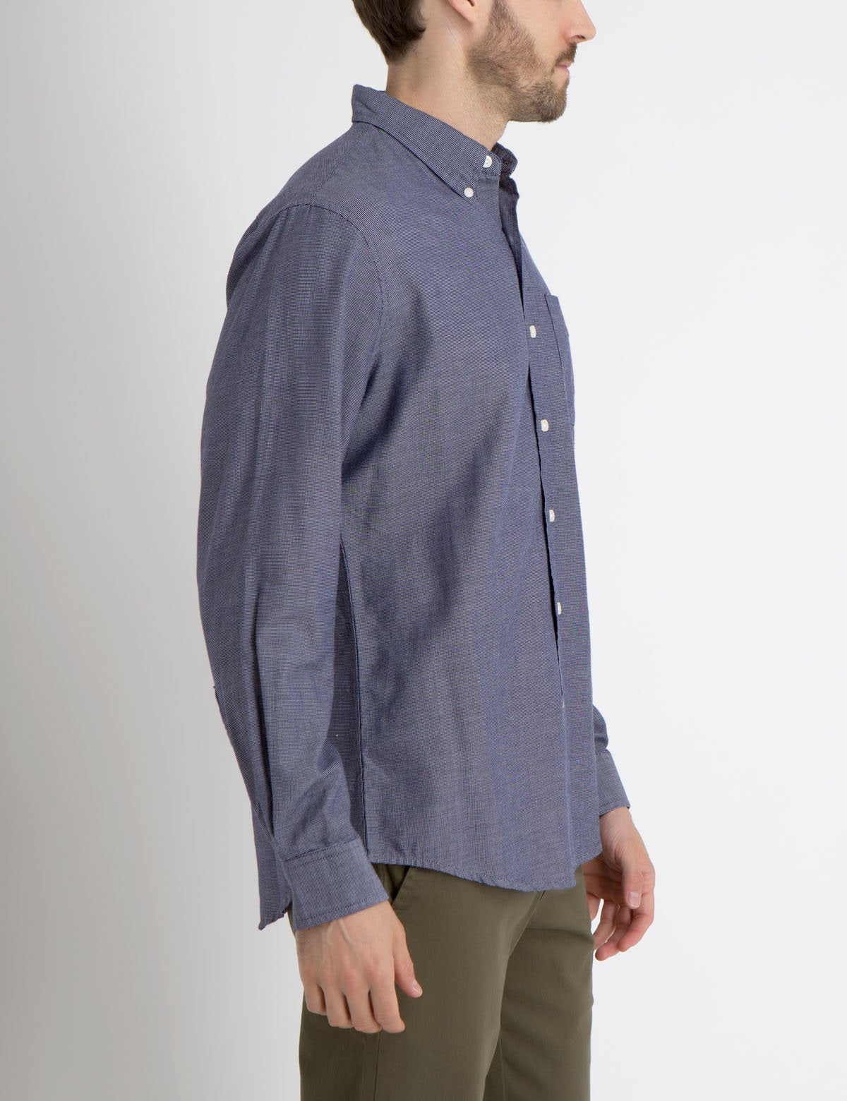 Classic Fit Box Weave Button-Up Shirt for Men