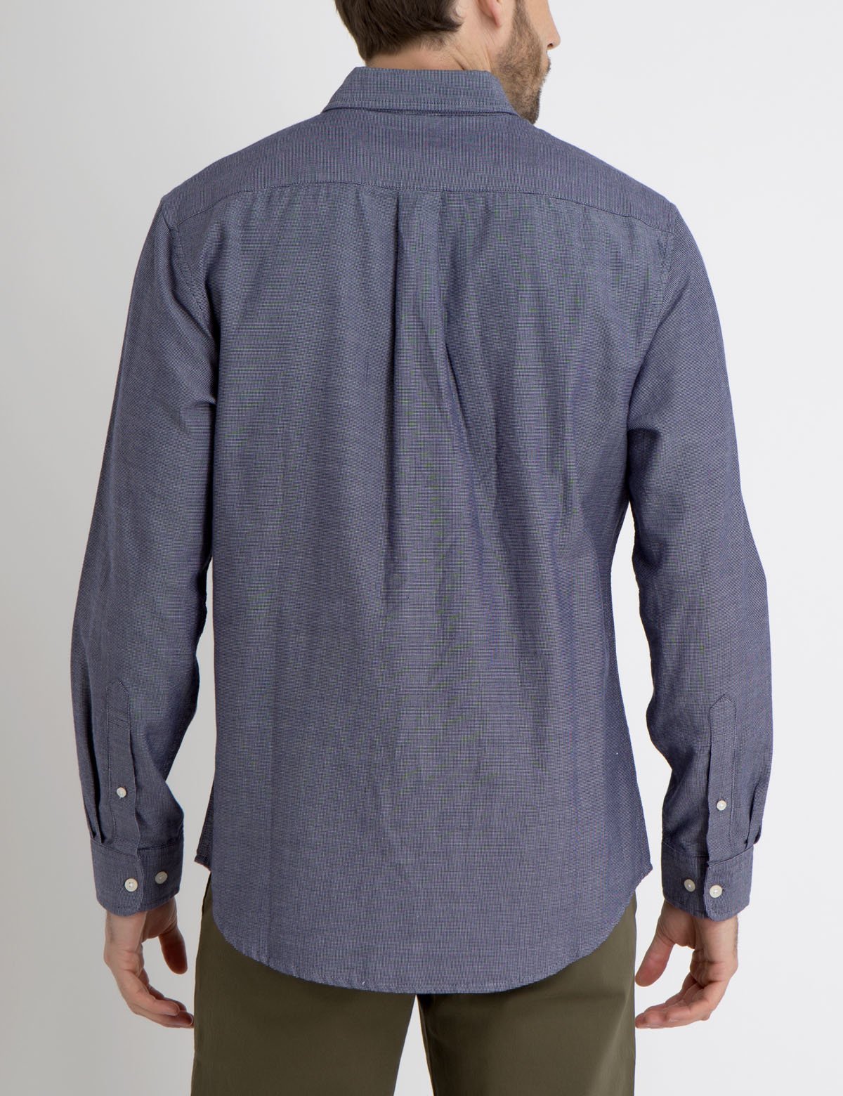 Classic Fit Box Weave Button-Up Shirt for Men