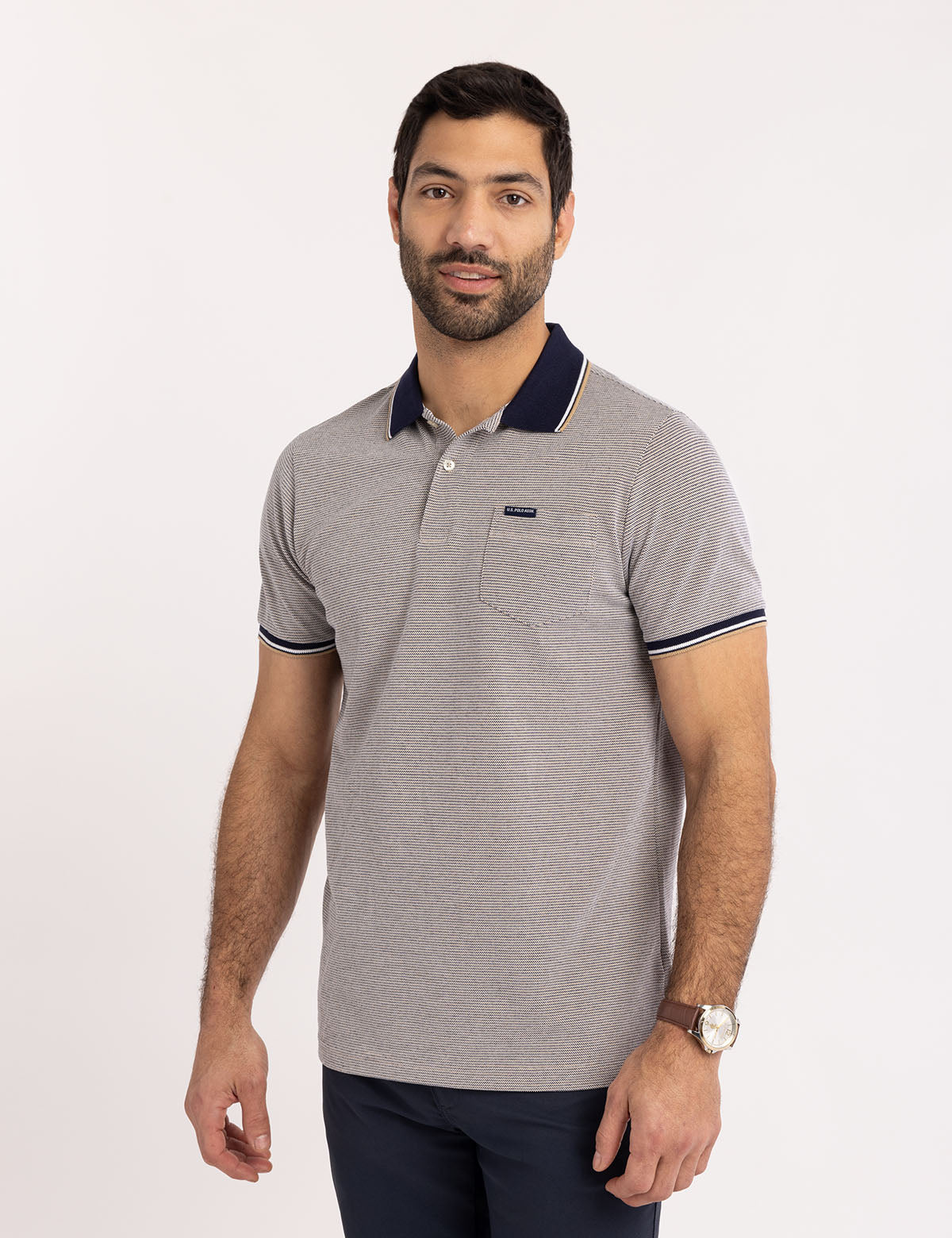 Men's Birdseye Jacquard Pique Polo Shirt - Breathable & Stylish
