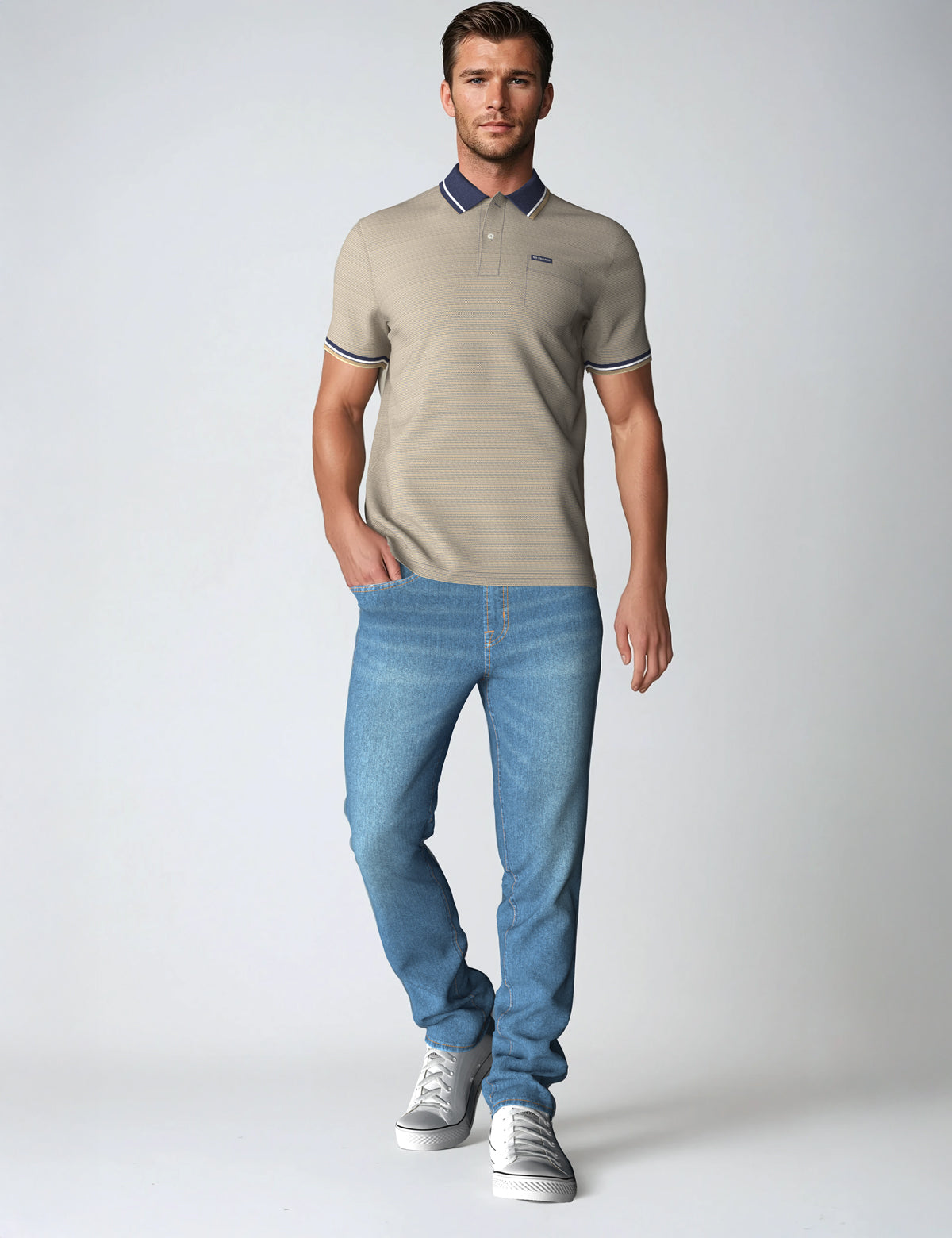 Men's Birdseye Jacquard Pique Polo Shirt - Breathable & Stylish