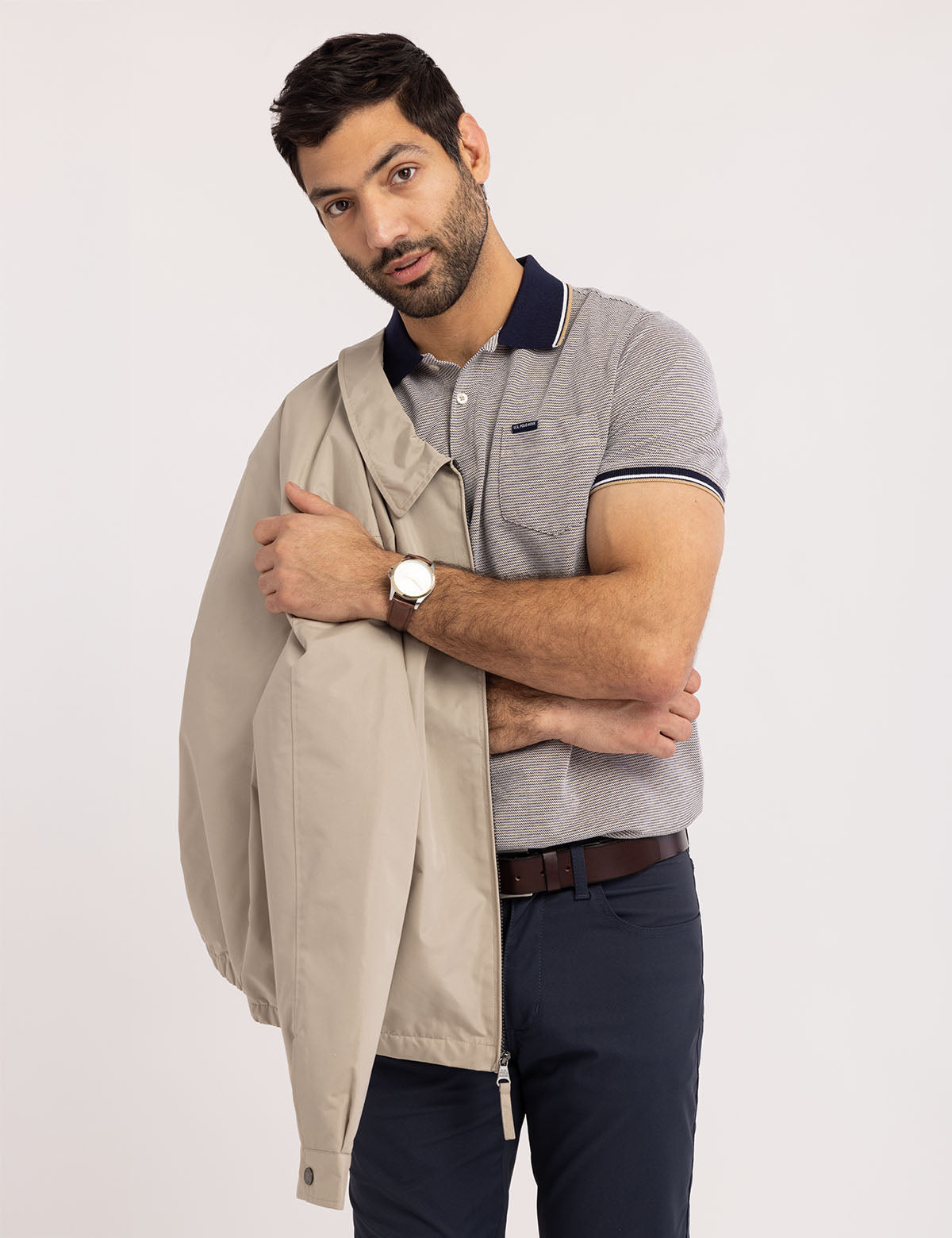 Men's Birdseye Jacquard Pique Polo Shirt - Breathable & Stylish
