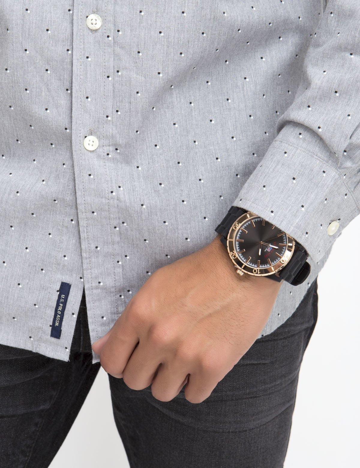 Men's Classic Fit Heather Dot Poplin Shirt - 100% Cotton Long Sleeve