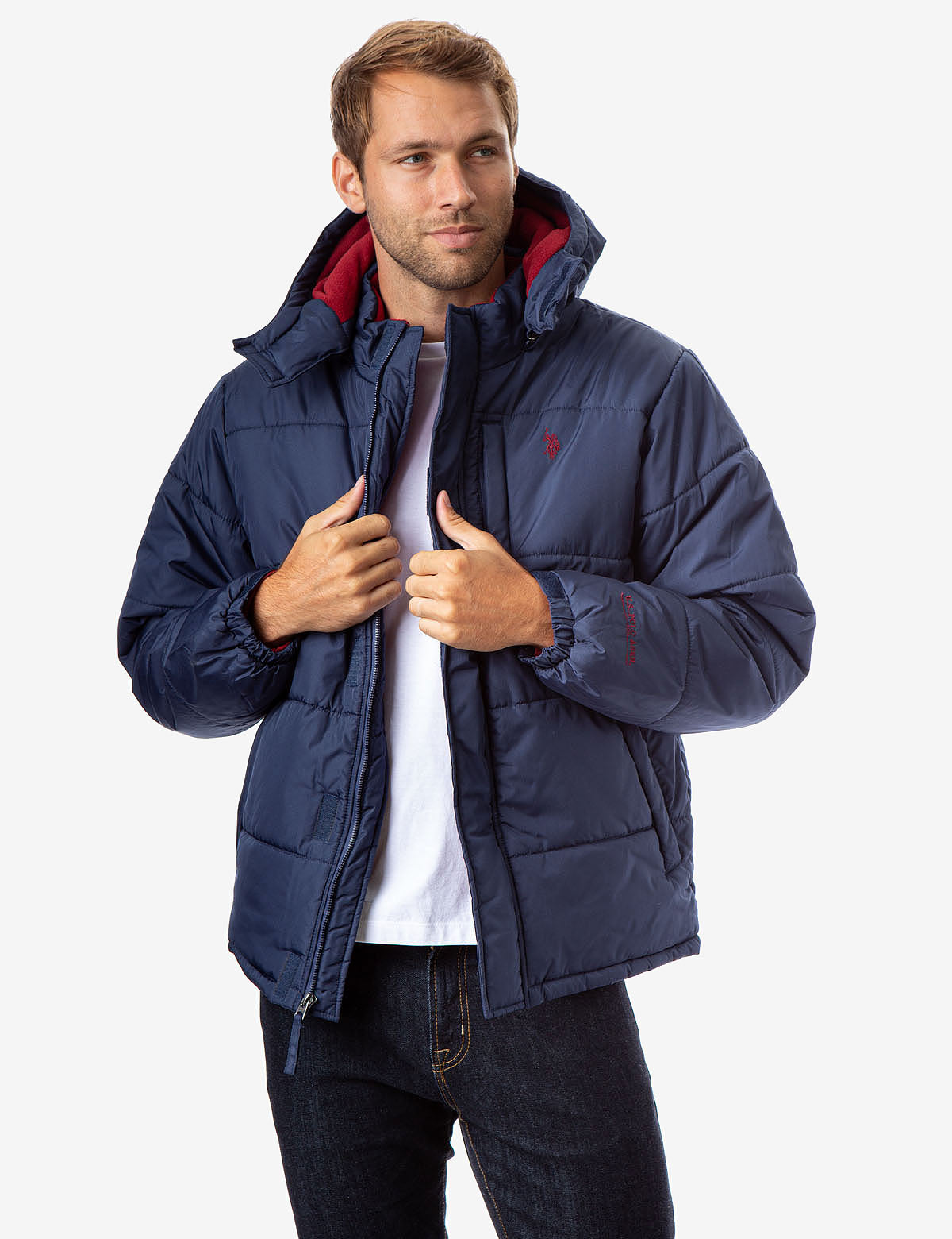 Classic Fleece-Lined Hooded Bubble Jacket with Side Pockets