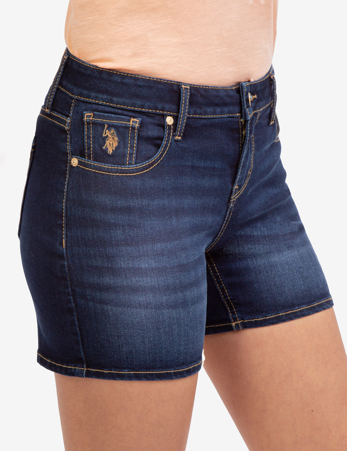 Women's Classic Mid Rise Denim Shorts with Pockets