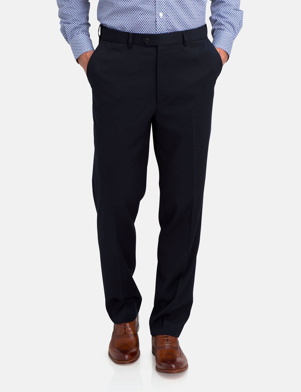 Classic Navy Dress Pants for Men - Slim Fit Suit Trousers
