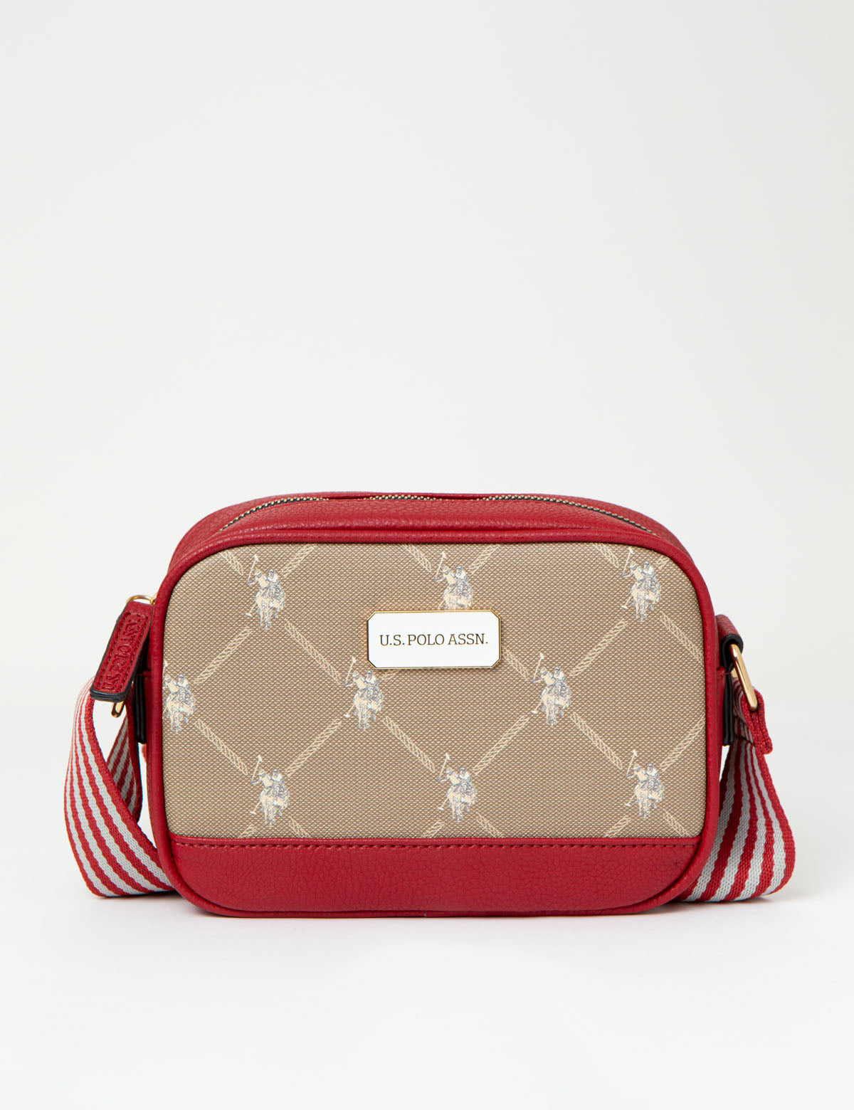 U.S. Polo Assn. Classic Signature Print Crossbody Bag with Zip Closure