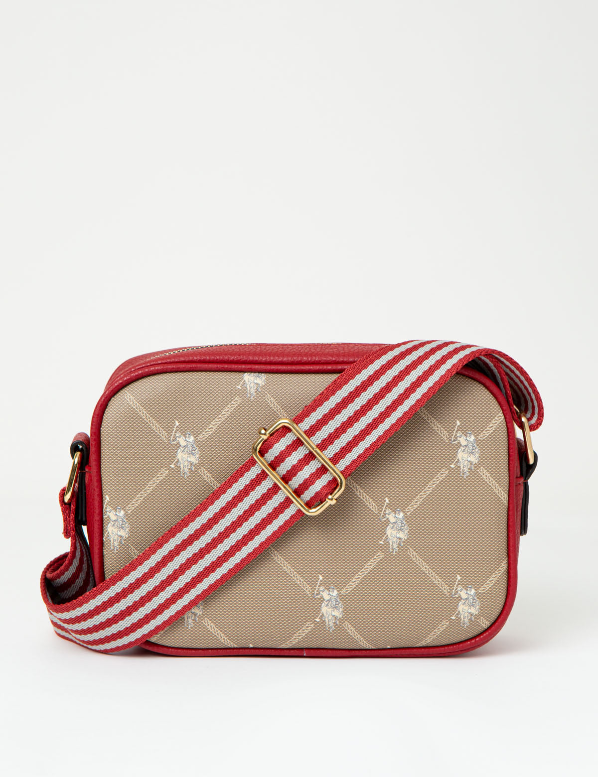 U.S. Polo Assn. Classic Signature Print Crossbody Bag with Zip Closure