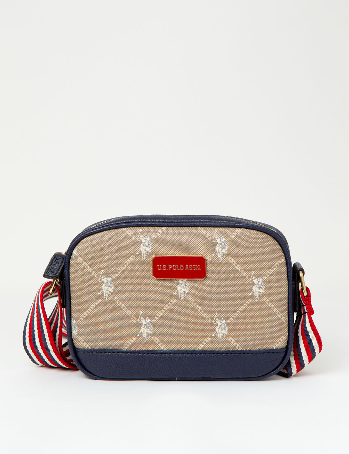 U.S. Polo Assn. Classic Signature Print Crossbody Bag with Zip Closure