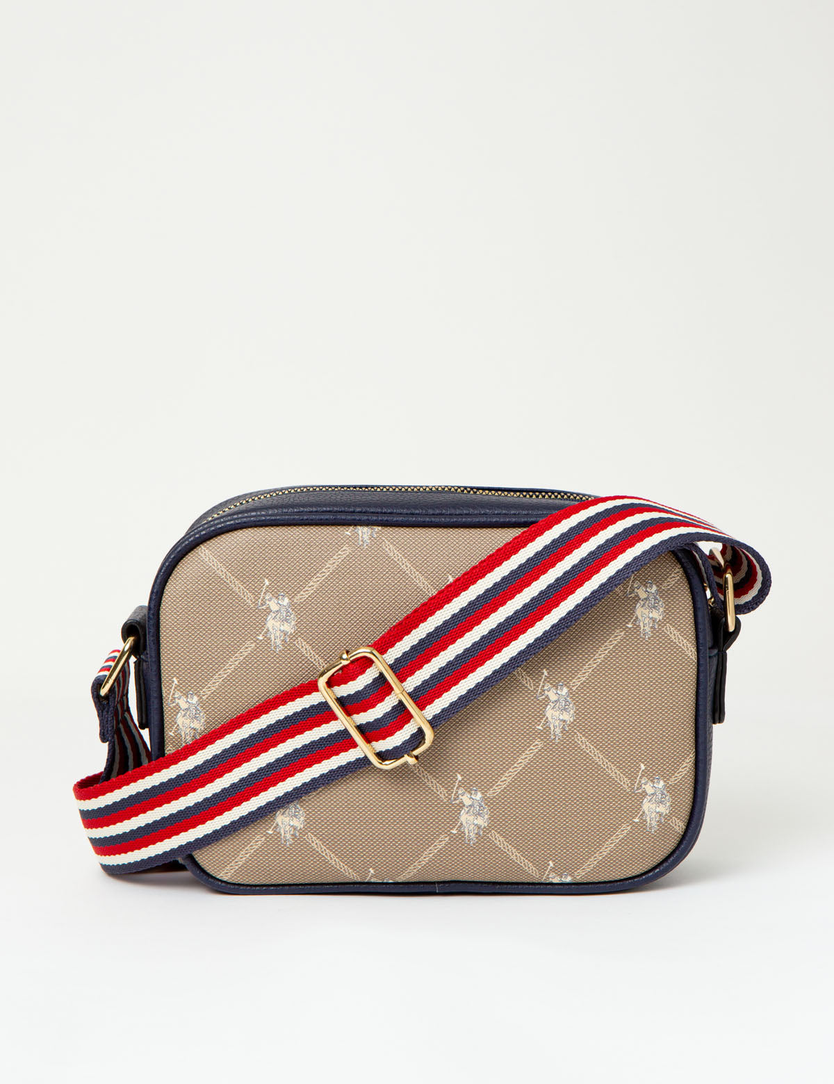 U.S. Polo Assn. Classic Signature Print Crossbody Bag with Zip Closure