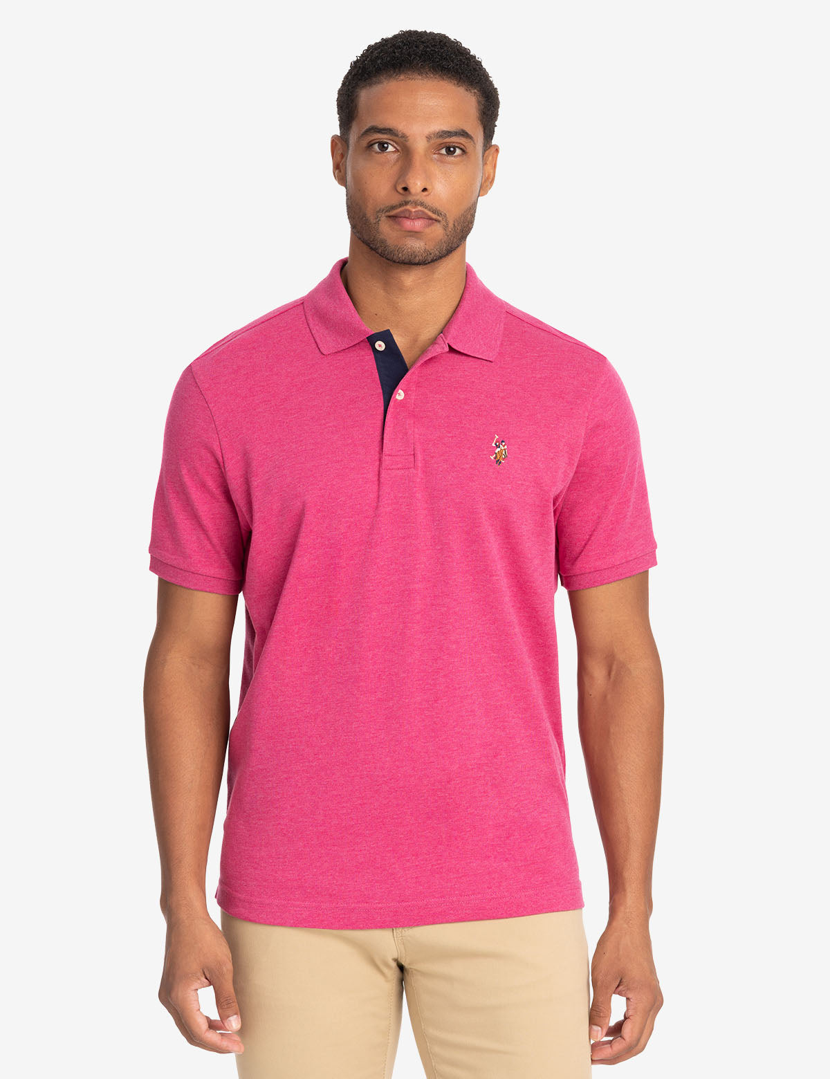 Men's Cotton Polo Shirt with Multicolor Logo - Classic Fit
