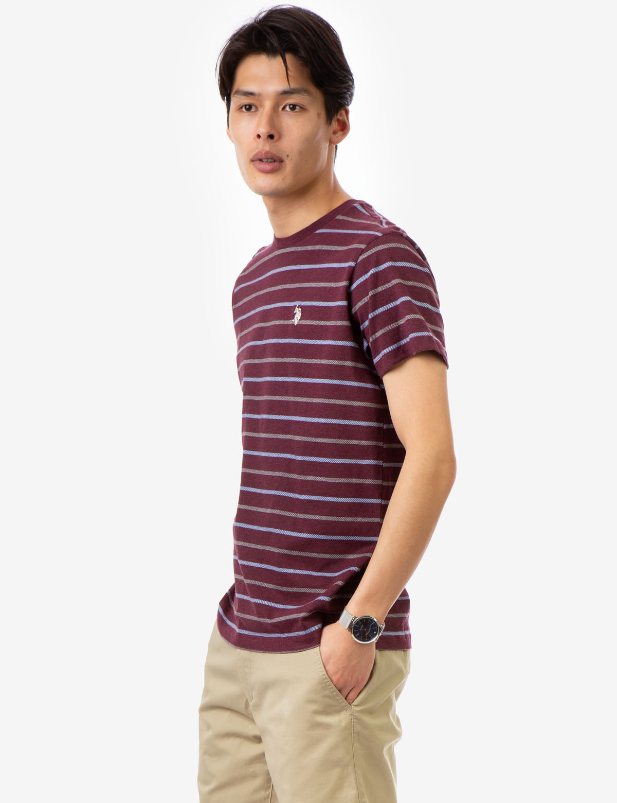 Classic Striped Crew Neck T-Shirt with Embroidered Logo