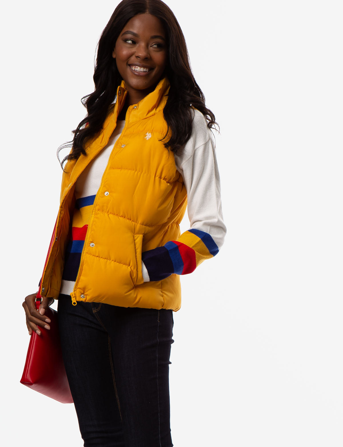 Men's Classic Zippered Vest with Mock Neck & Logo Embroidery
