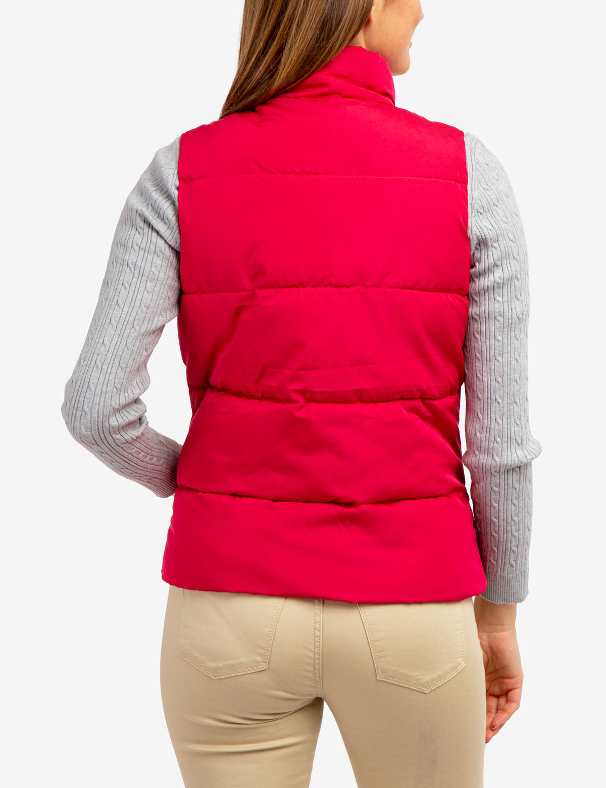 Men's Classic Zippered Vest with Mock Neck & Logo Embroidery