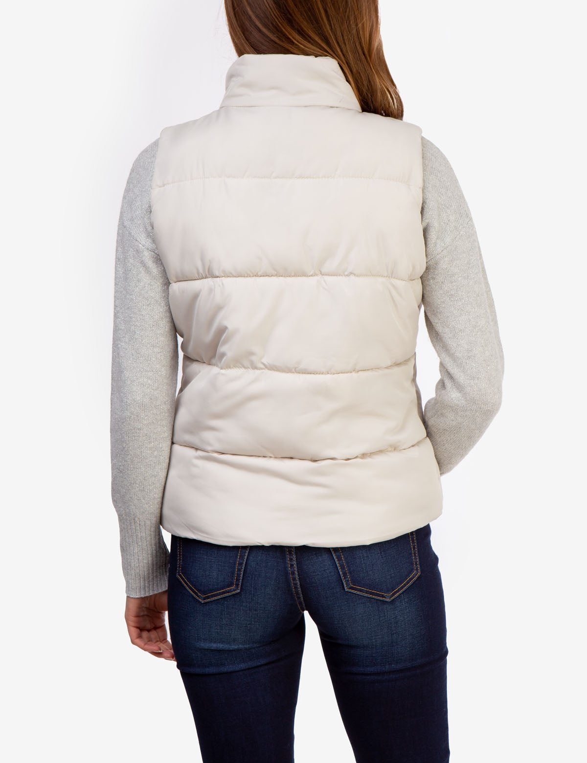 Men's Classic Zippered Vest with Mock Neck & Logo Embroidery