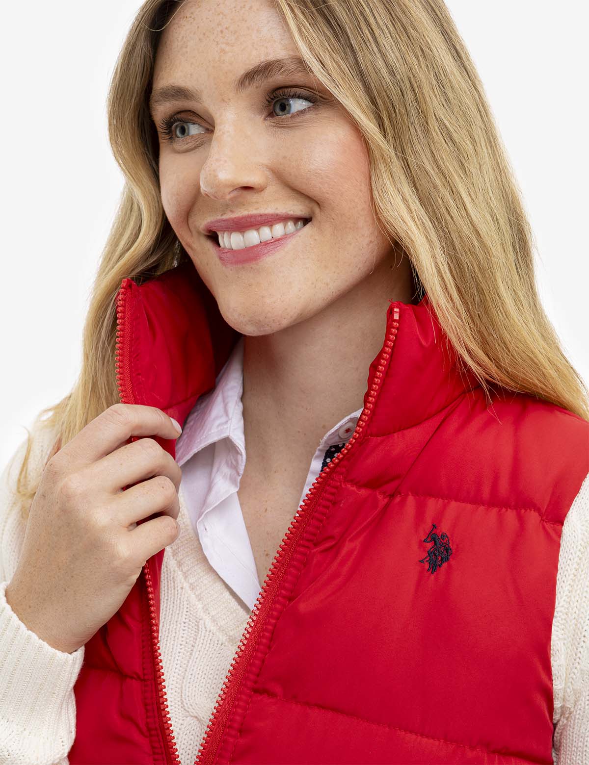 Men's Classic Zippered Vest with Mock Neck & Logo Embroidery