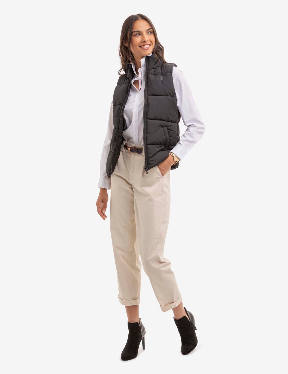 Men's Classic Zippered Vest with Mock Neck & Logo Embroidery