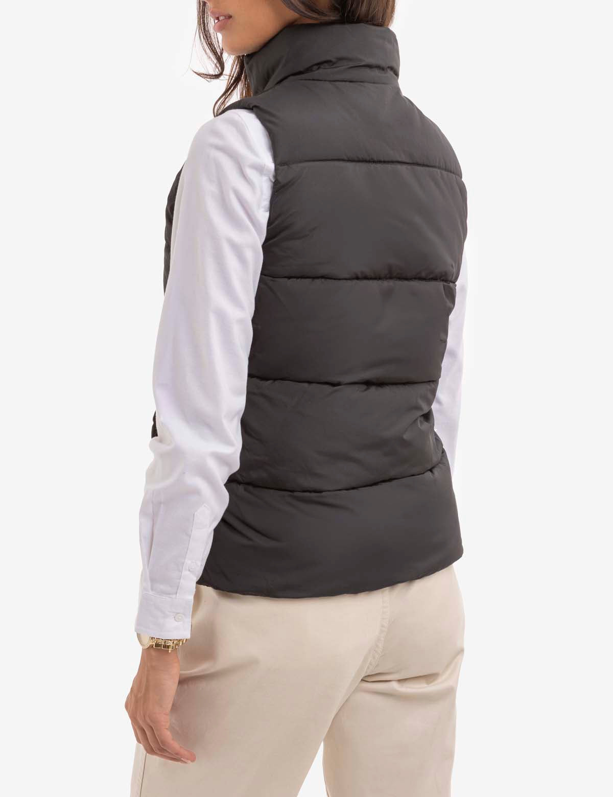 Men's Classic Zippered Vest with Mock Neck & Logo Embroidery