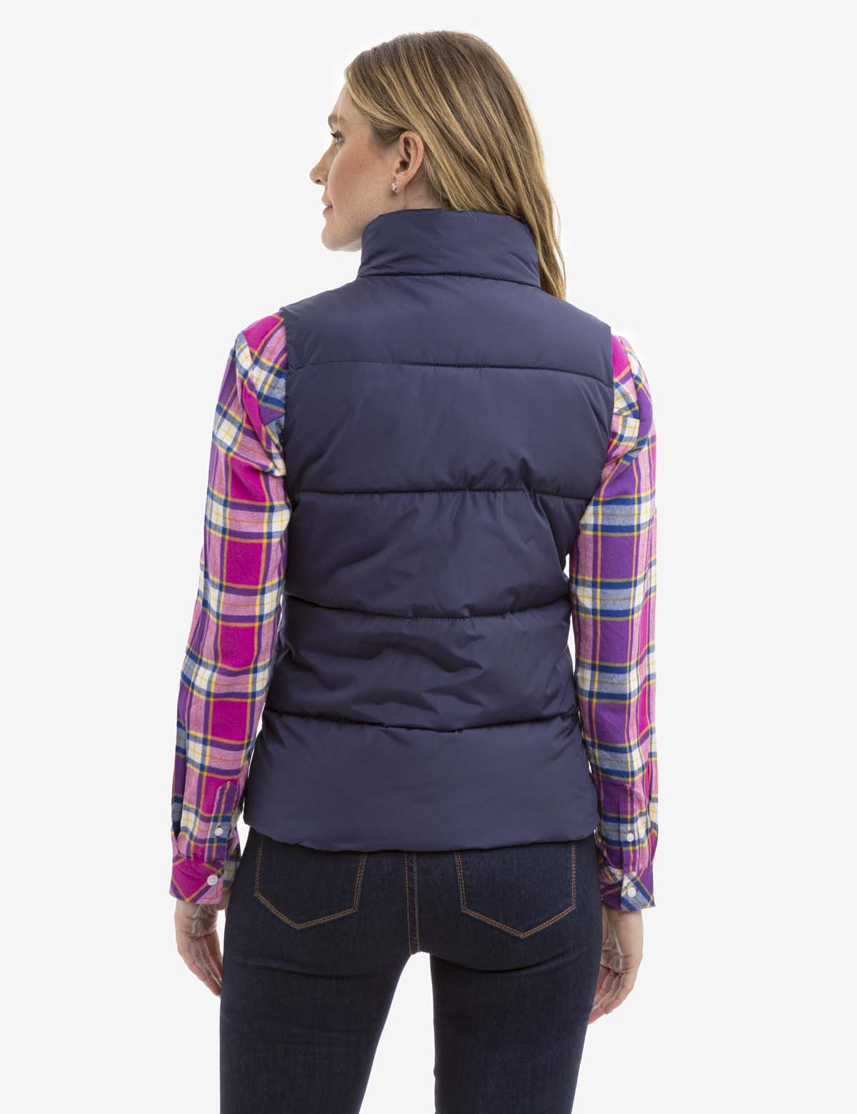 Men's Classic Zippered Vest with Mock Neck & Logo Embroidery