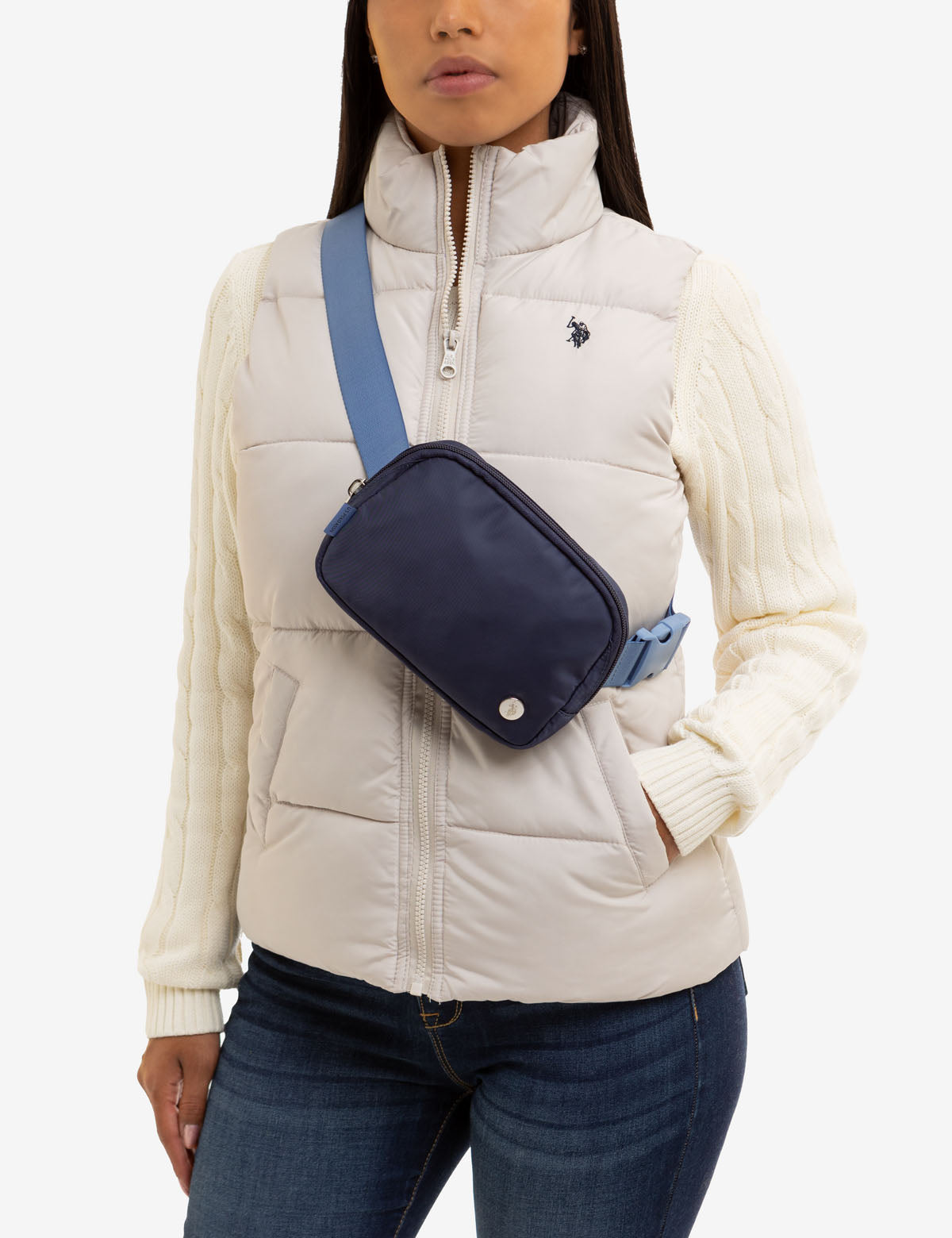 USPA Classic Water-Repellent Belt Bag with Zippered Pockets
