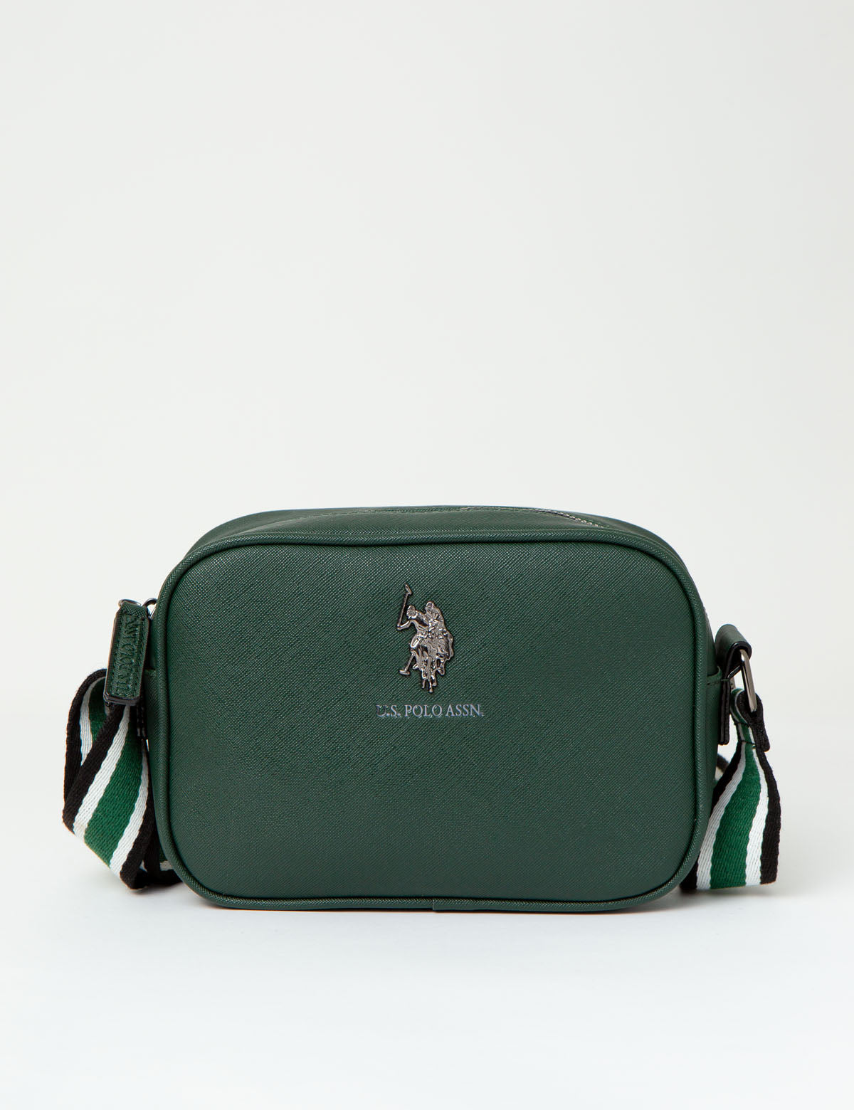 U.S. Polo Assn. Classic Zip Crossbody Bag - Saffiano PU, 8x6in