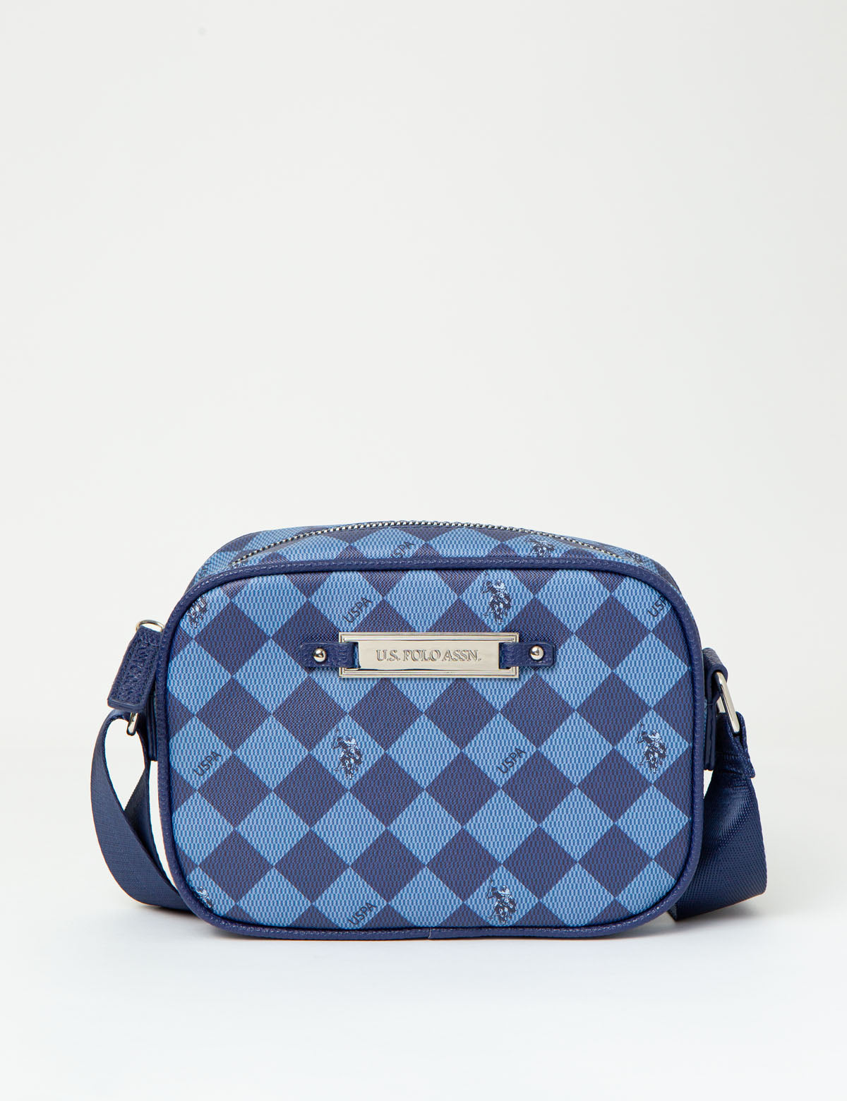 Vintage Printed Crossbody Bag with Zip Closure - Classic Style