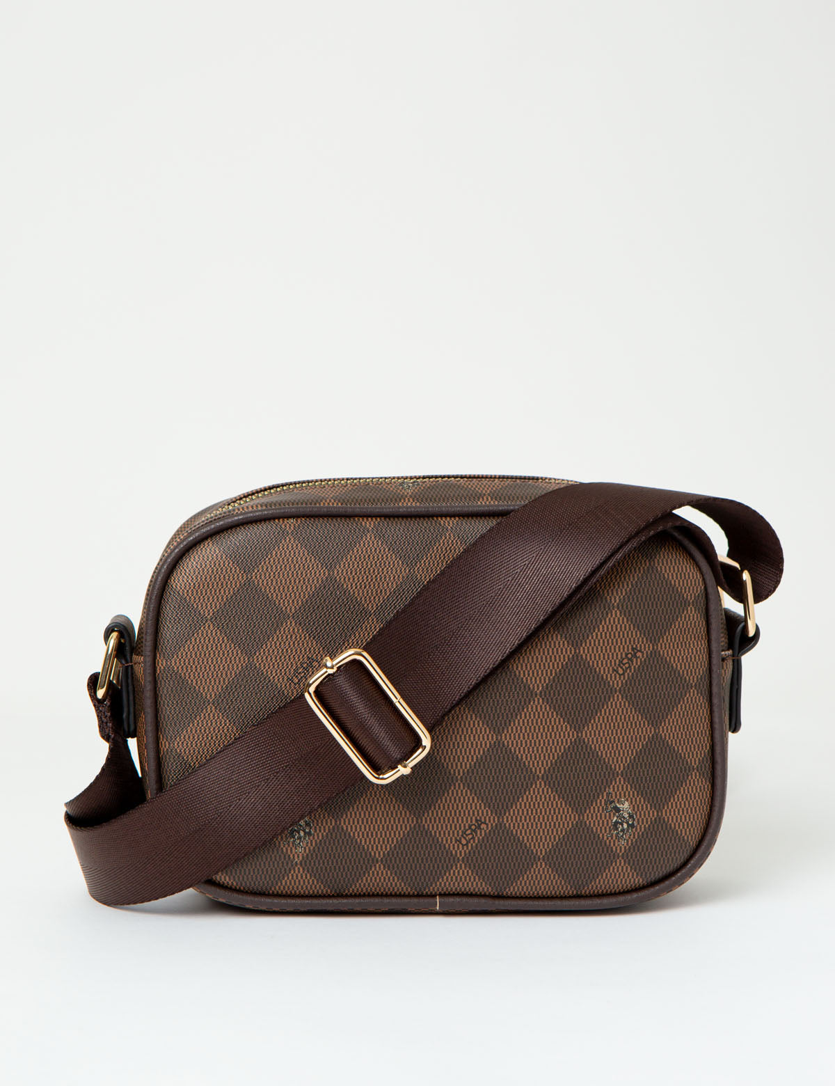 Vintage Printed Crossbody Bag with Zip Closure - Classic Style