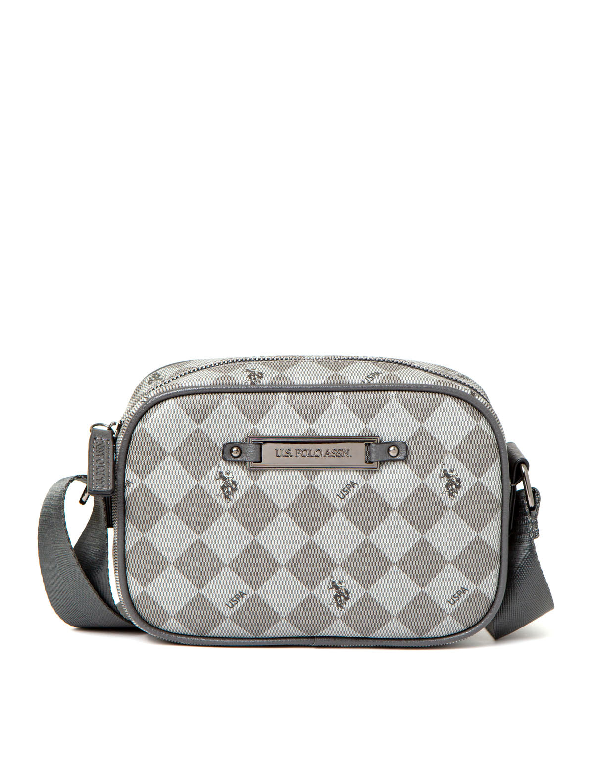 Vintage Printed Crossbody Bag with Zip Closure - Classic Style