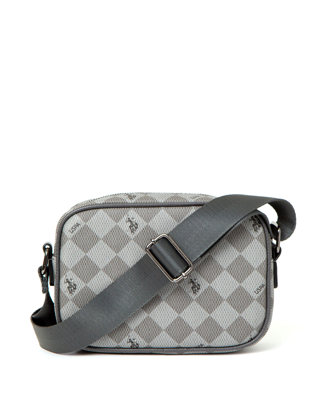 Vintage Printed Crossbody Bag with Zip Closure - Classic Style