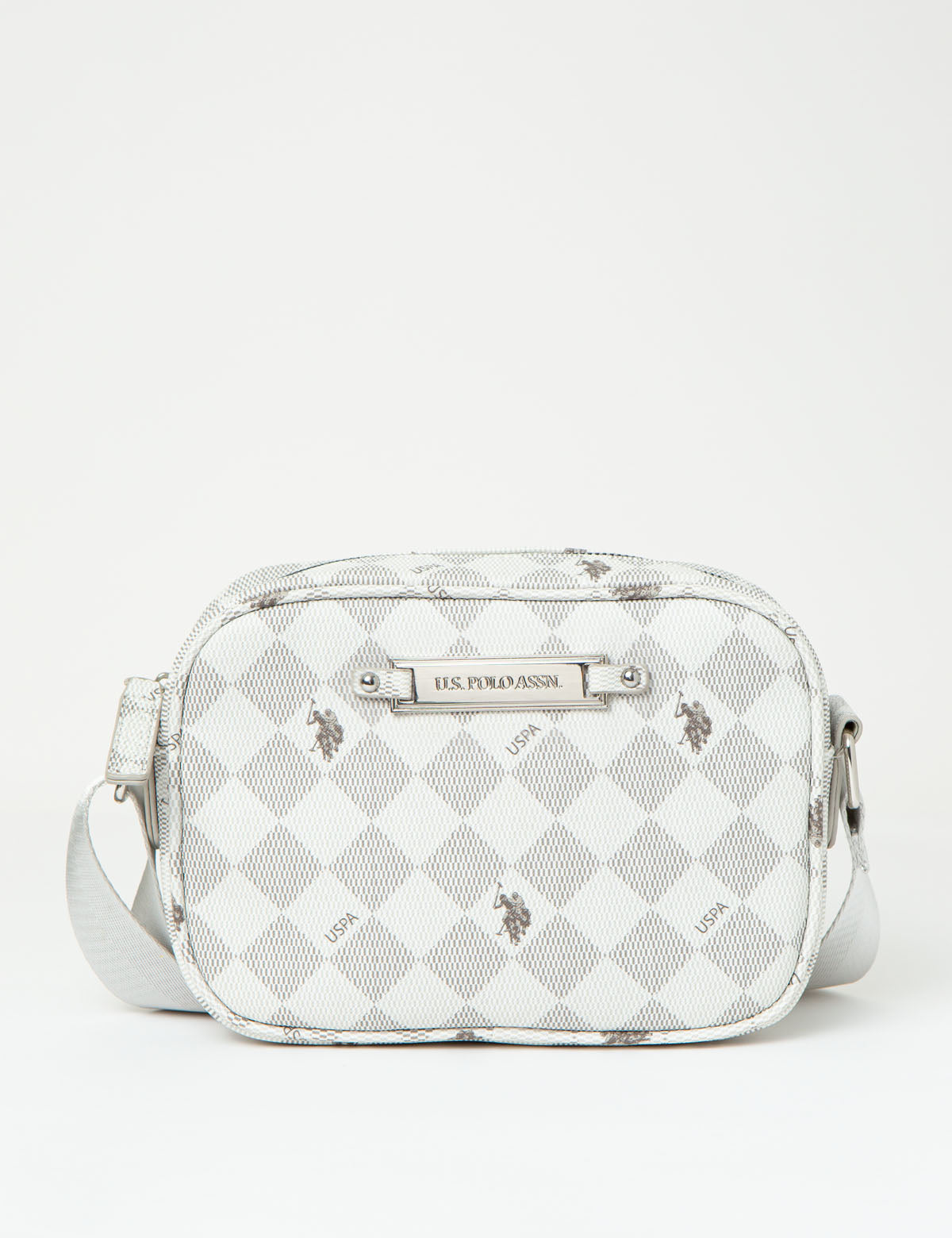 Vintage Printed Crossbody Bag with Zip Closure - Classic Style