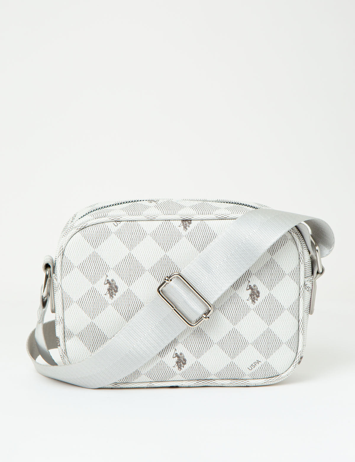 Vintage Printed Crossbody Bag with Zip Closure - Classic Style