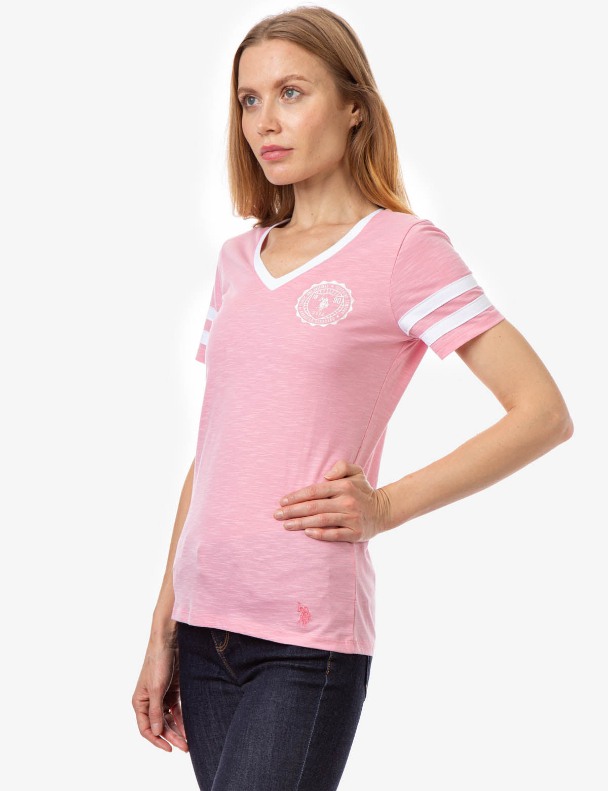 USPA Collegiate Stripe Logo T-Shirt for Men
