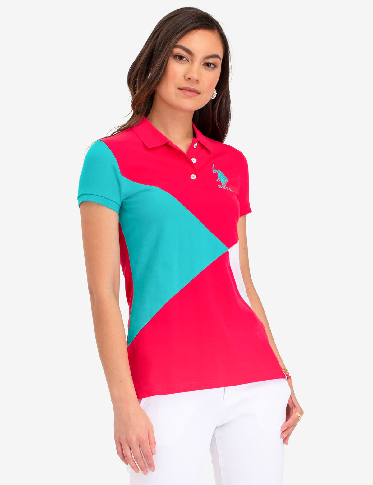 Men's Colorblock Polo Shirt with Embroidered Logo & Vented Sides